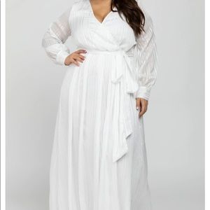 Plus size Pink Blush Brand white dress